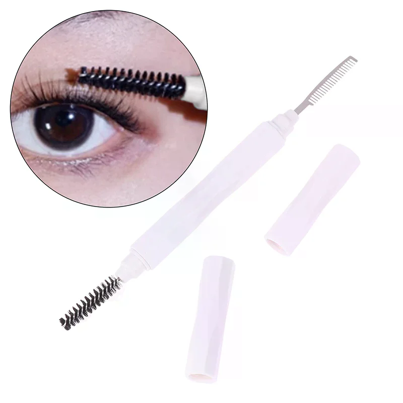 Double Headed Eyebrow And Eyelash Comb Spiral Brush Fine Toothed Small Steel Comb Professional Beauty Makeup Tools For Eye