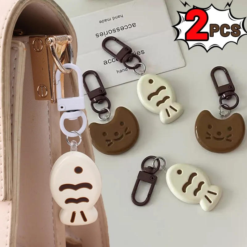 Cute Little Cat Keychain Creative Fish Cat Resin Cartoon Doll Pendent Fashion Bag Accessories for Kids Couple Gift Car Keyring