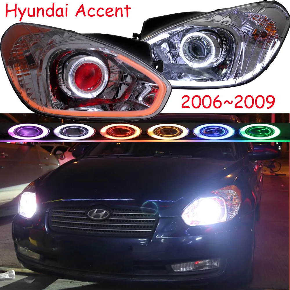 Car Head Lamp For Hyundai Accent Headlight Solaris 2006~2009year DRL Bi Xenon Lens Solaris Head Light HI LO HID Fog Lamp