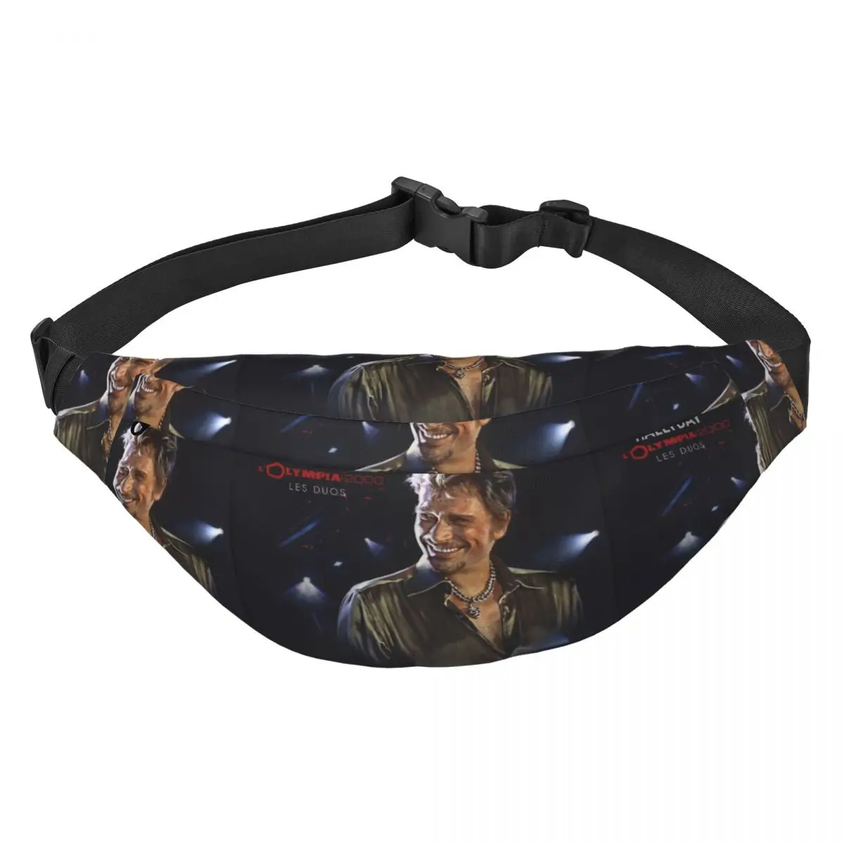 Johnny Hallyday Fanny Pack for Men Women Cool French France Singer Sling Crossbody Waist Bag Travel Hiking Phone Money Pouch