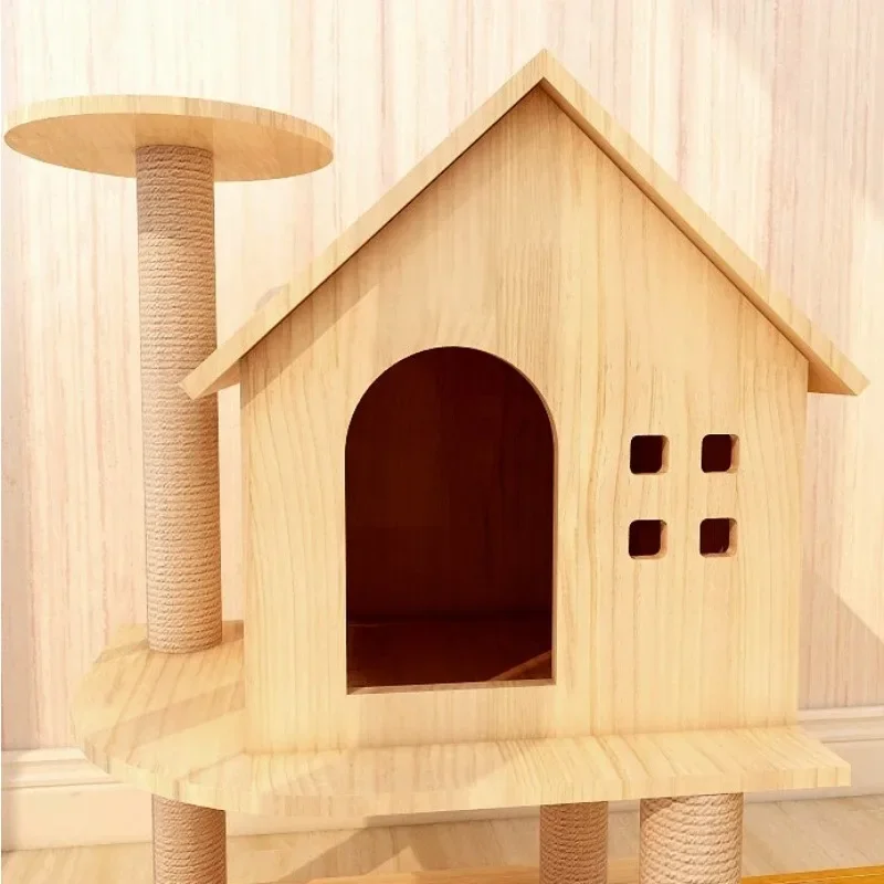 Pet Products Modern Large cat Climbing Framee Solid Wood Cat Condo House Tower Cat Tree