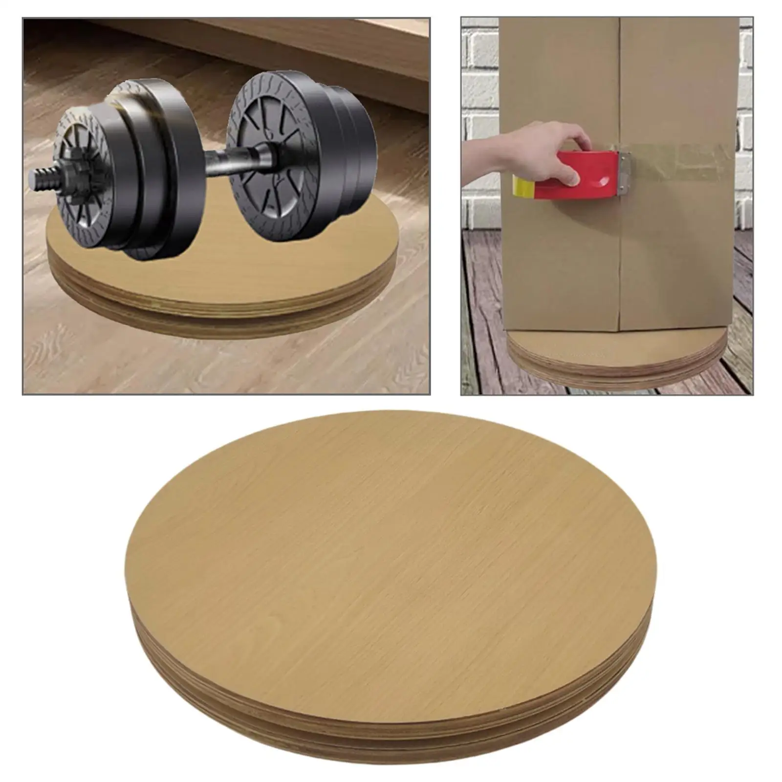Durable Wooden Swivel Stand 360 Degree Rotating Turntable Wheel Anti Slip Base for Packaging Stations and Crafting