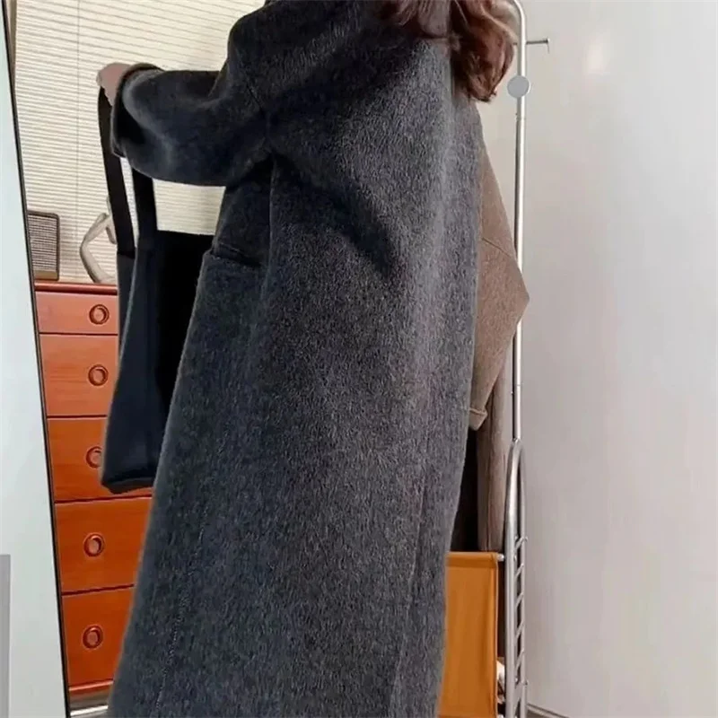 Cappotto da donna in lana 100% double face Giacca da donna lunga bella lana inverno autunno caldo moda mantello ondulato acqua