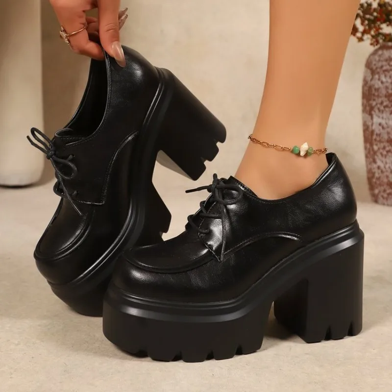 

Туфли Лолиты для женщин Мэри Джейн, новые лоферы на шнуровке для девочек, студентов, JK, униформа, туфли на высоком каблуке и платформе, женская обувь для косплея