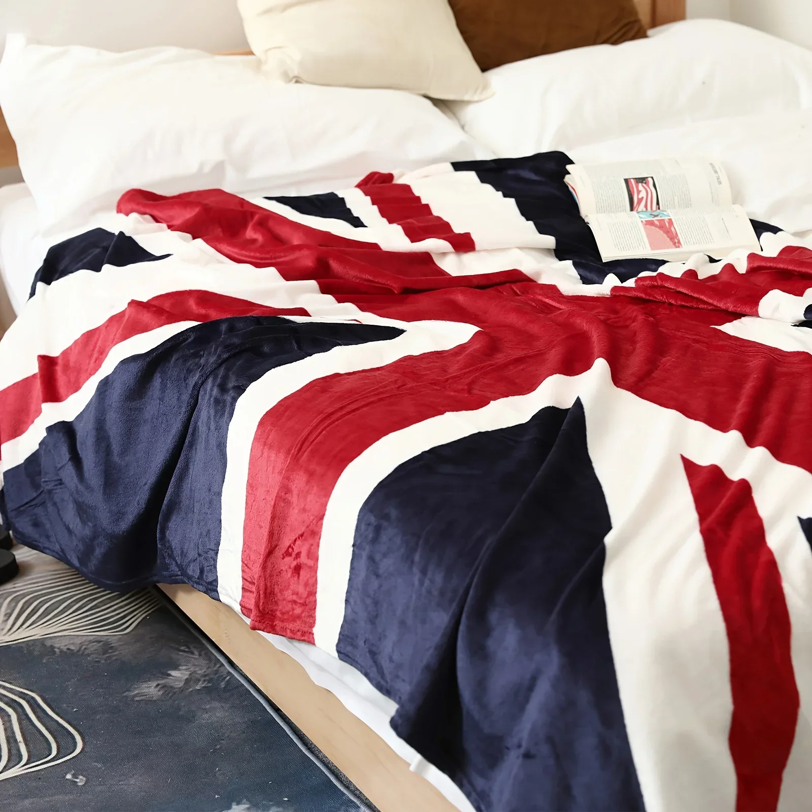 British Flag Flannel Throw Blanket  Union Jack Design for Home Office Gifts  Thin Quilt for Nap  Air Conditioning