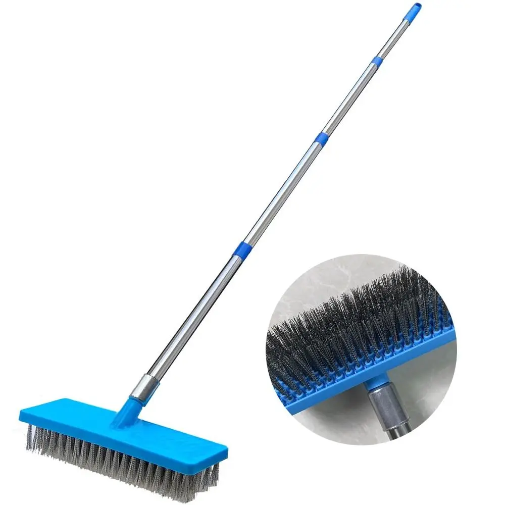 Long Handle Floor Wire Brush Heavy Duty Stainless Steel Tile Scrub Brush Rough Bristle Stiff Bristle Heavy Duty Wire Brush