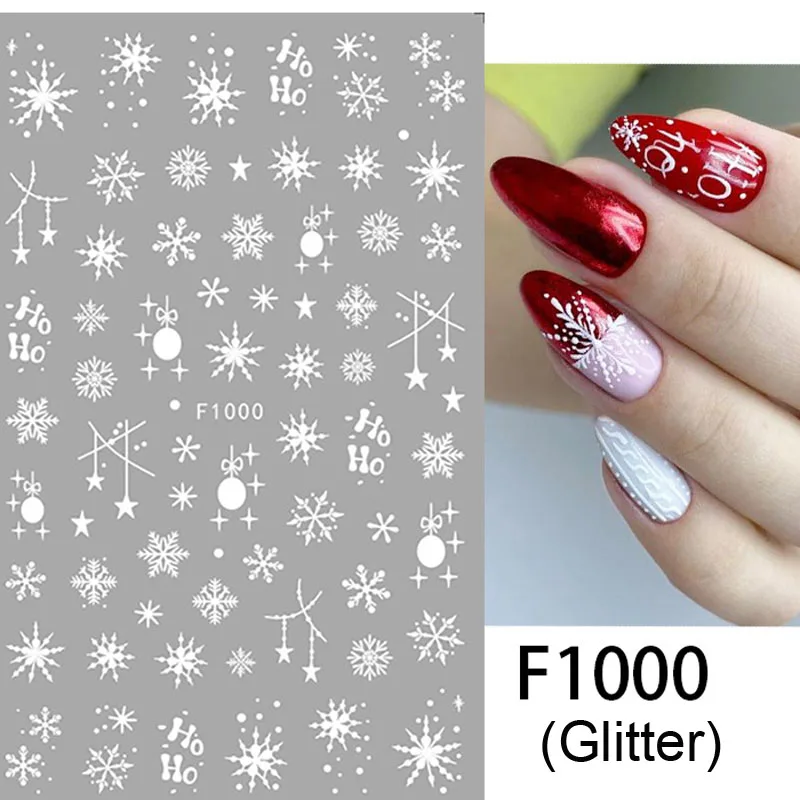 Sparkly Glitter Decalque Do Prego, Etiqueta Do Pinho Do Inverno, Árvore Refletiva Do Xmas, Design De Pó Brilhante, Manicure Francês Do Floco De Neve, Pó, Sliders