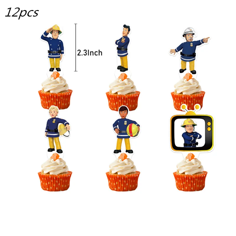 Feuerwehrmann Sam Thema Alles Gute zum Geburtstag Partyzubehör Set Hintergrund Tasse Teller Servietten Tischdecke Party Kinder Jungen Favor Ballons Dekor – Detail 7