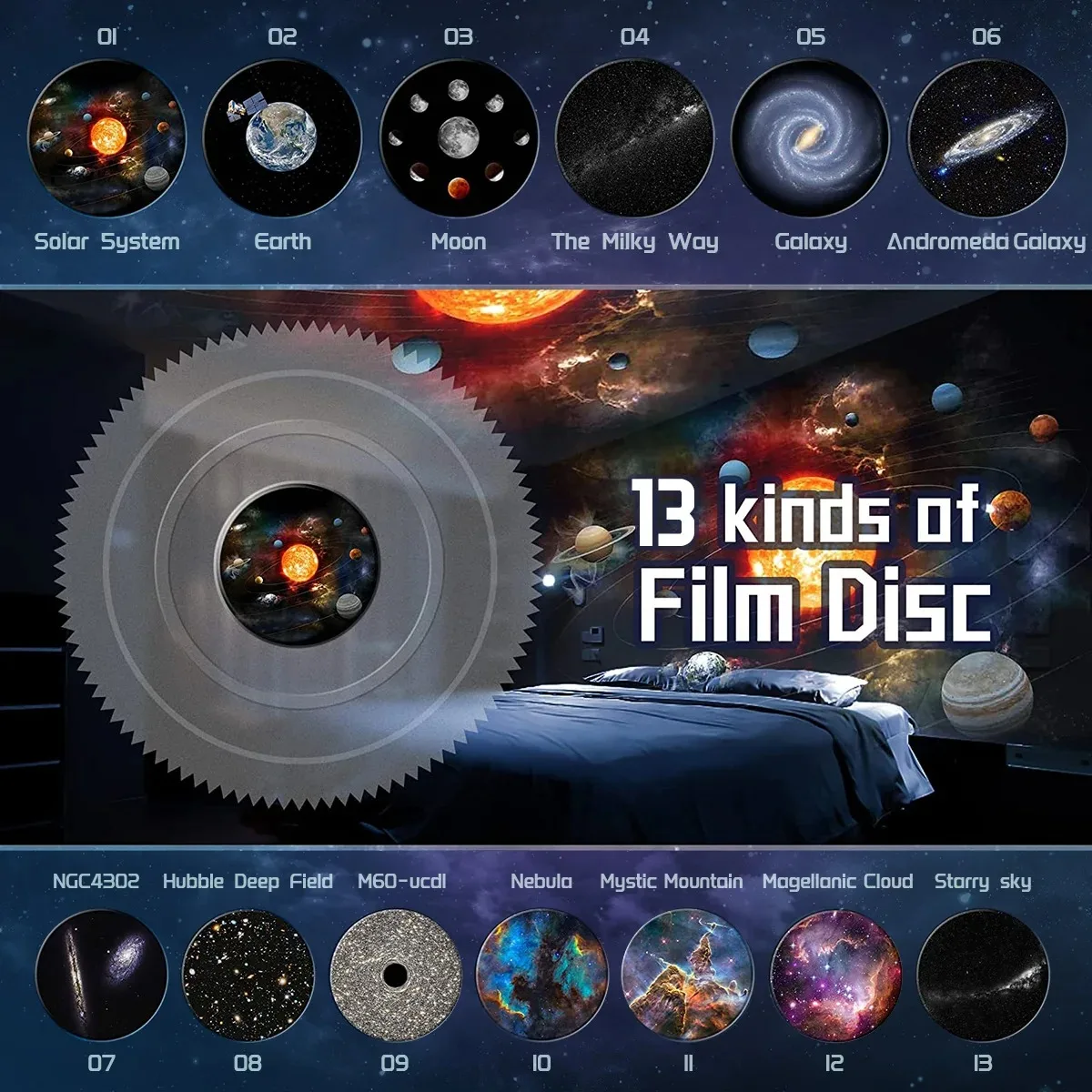 13 in 1 Star Projector, Night Light Galaxy Projector Starry Sky Projector 360° Rotate Planetarium Lamp For Kids Bedroom Deco 