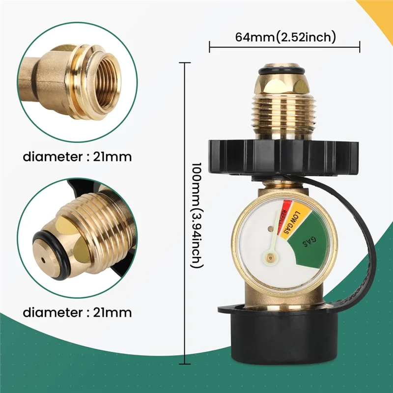 Adaptador de tanque de propano POL AA63 HOT Fit con calibre convierte válvula de servicio de tanque POL LP a QCC1/Tipo 1, para RV Camper, barbacoa Gas Grill
