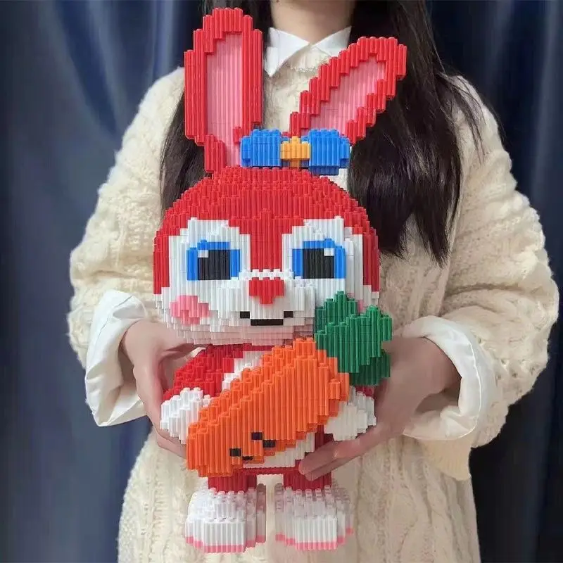 

38CM Cute Radish Rabbit Creative Building Blocks Set Educational DIY Assembly Toys Room Ornaments Children's Toys Birthday Gift