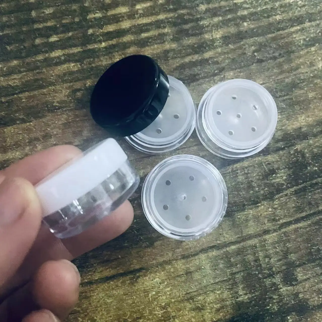 1G Mini Cosmetische Zeefpotten Lege Losse Poedercontainer Zwart Wit Doorzichtige Dop