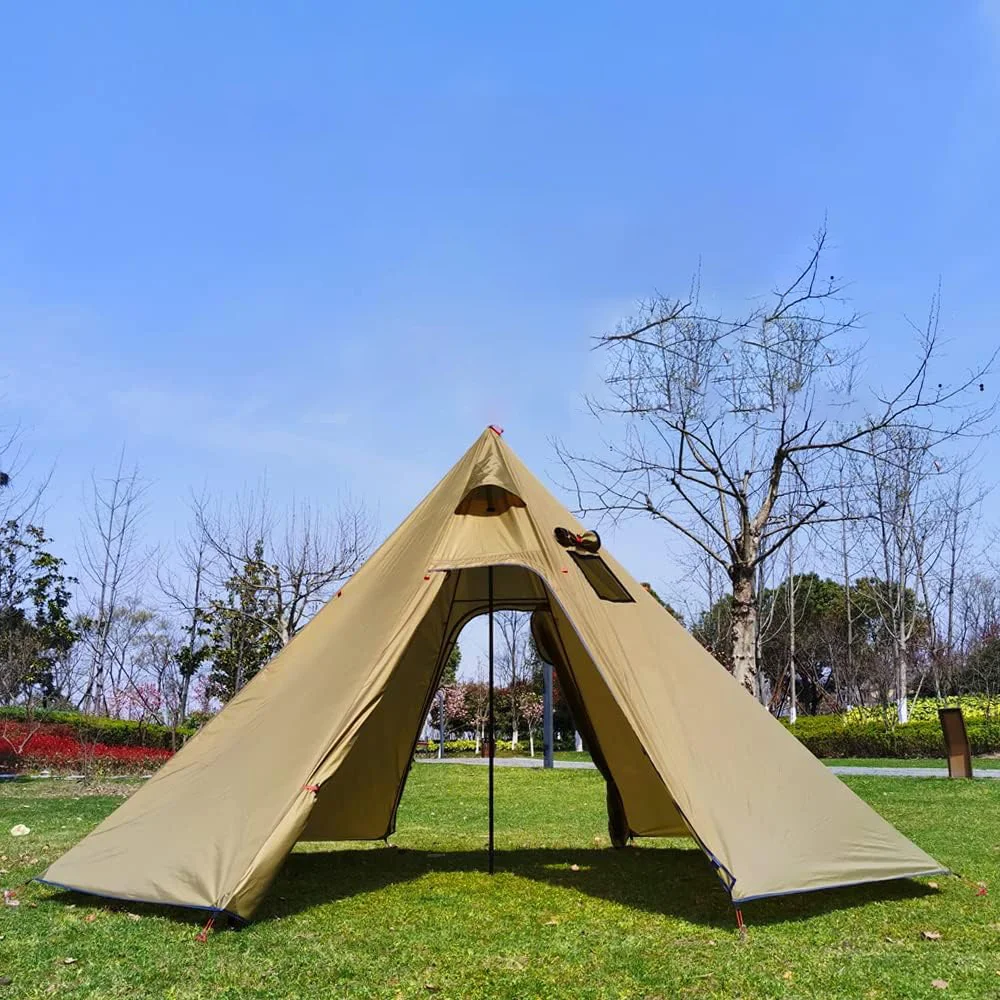 

4M Portable Lightweight Tipi Hot Tent Octagonal Pyramid Outdoor Waterproof Camping Tents With Roof Stove Jack Hole Backpacking
