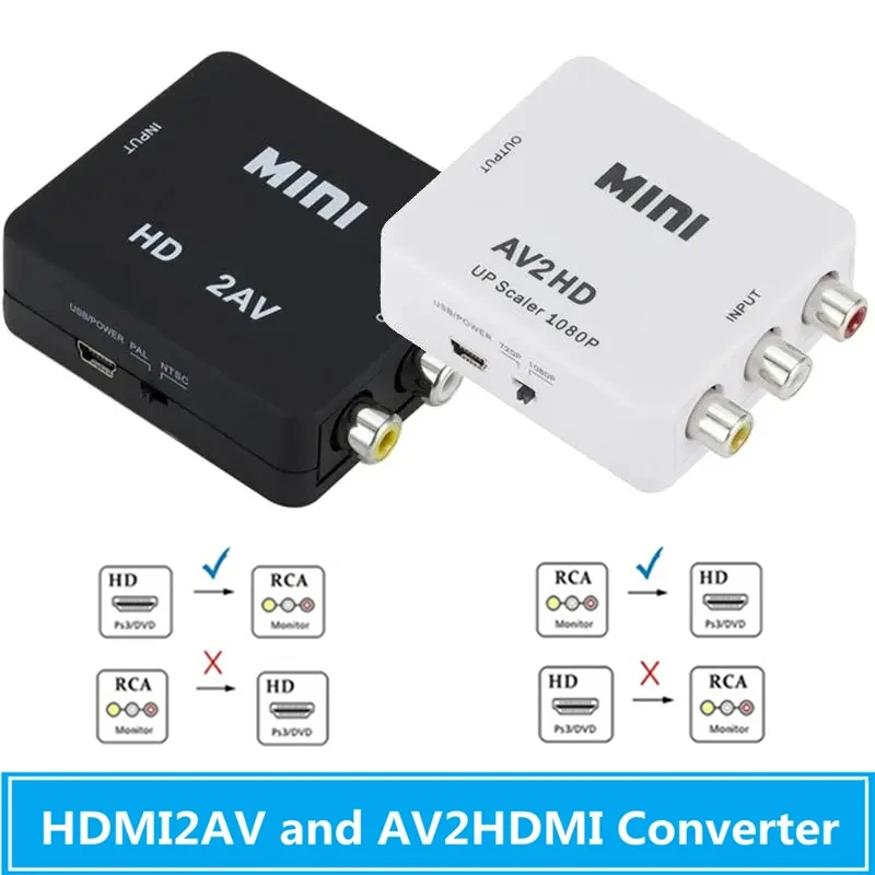 Full HD 1080P HDMI-compatible to RCA AV Composite Adapter Converter AV2HDMI Audio TV Video Cable CVBS AV Adapter with USB Cable