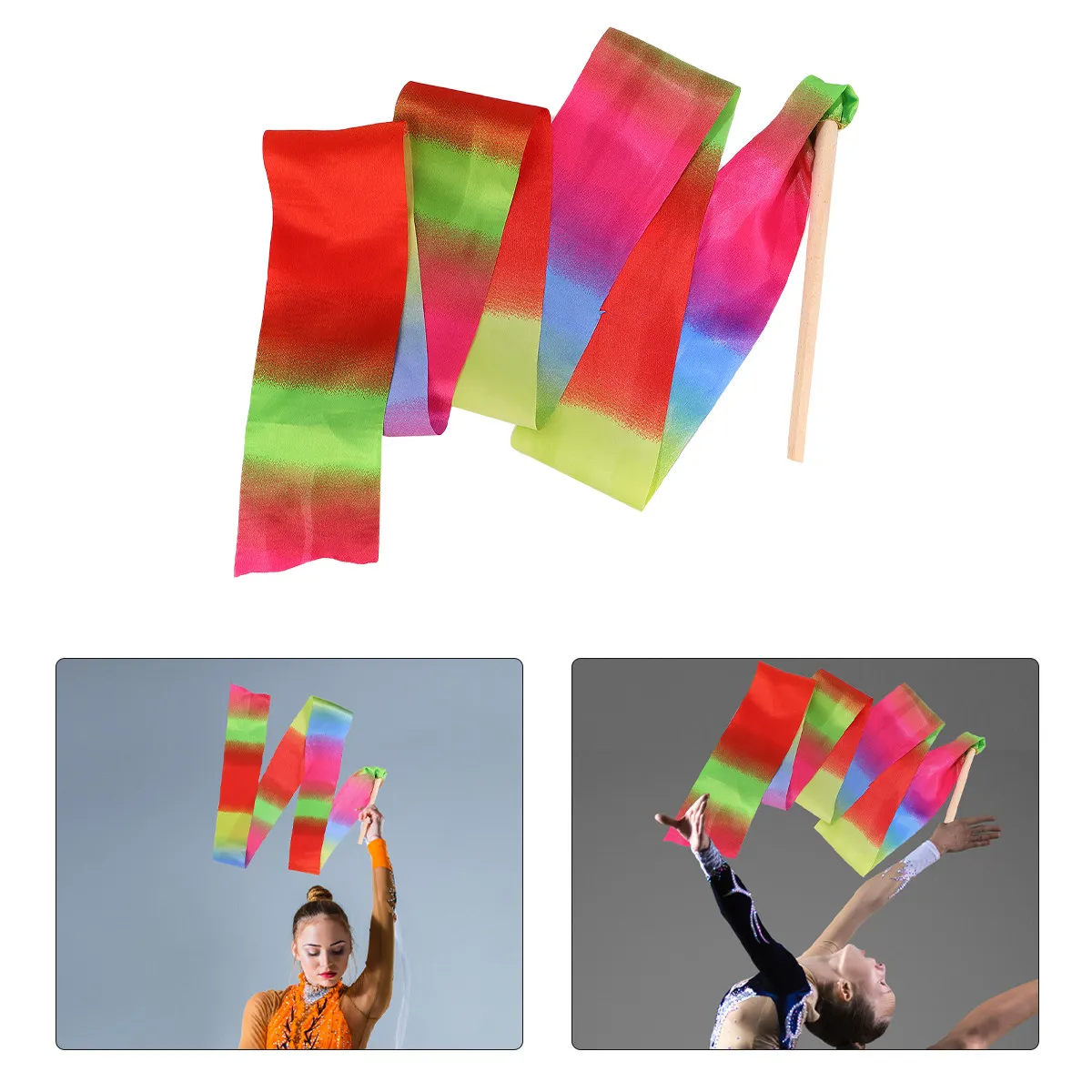 Rhythmic Gymnastics Ribbon 2M x 10CM Colorful Dance Streamer for Training Performance Marching Band