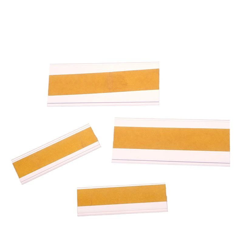 50Pcs Self Adhesive Price Tag Holder Supermarket Price Signs Price Tag Display Shelf Price Label Holder Clear PVC