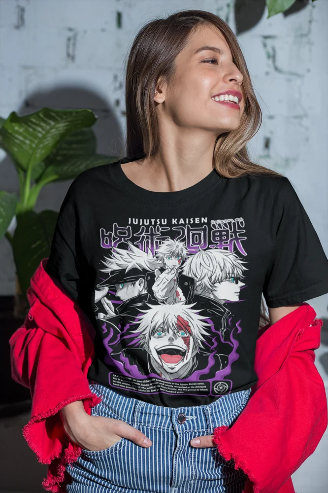 Gojo Satoru T-Shirt Jujutsu Kaisen Anime Horror Funny Gift Shirt All Size