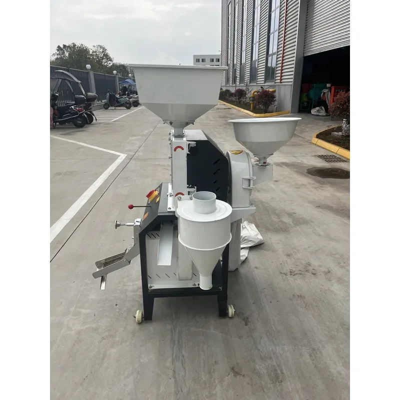 Small combined rice milling and polishing machine, household rice milling machine with grinder, agricultural mobile rice