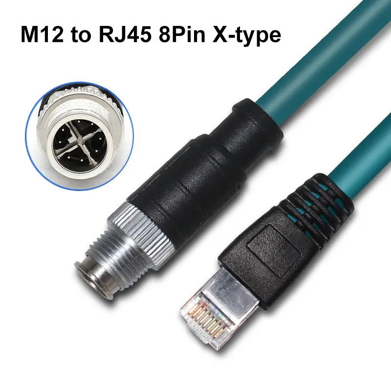 

M12 to RJ45 8pin X-type Coding Connector M12 to M12 Cable High-flex Drag Chain 8 Pin Male to Male Profinet/EtherCat Network Line