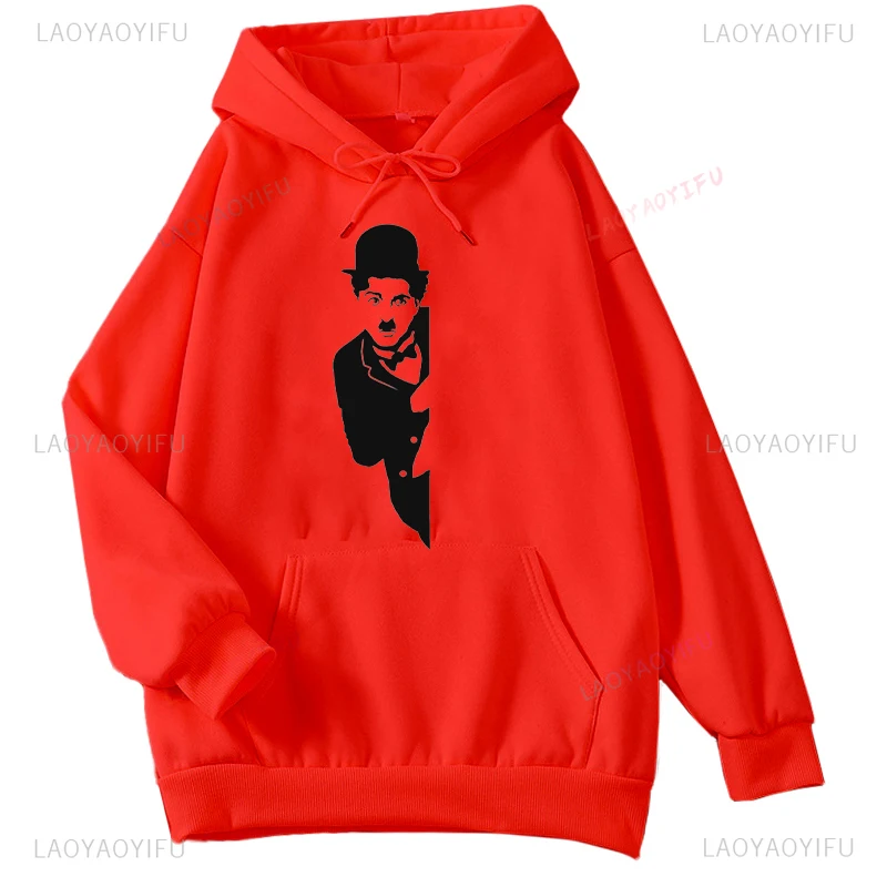 Retro Charlie Chaplin Art Concept Humor Woman Man Graphic Hoodie Autumn and Winter Drop Shoulder Warm Long Sleeve Ropa Hombre