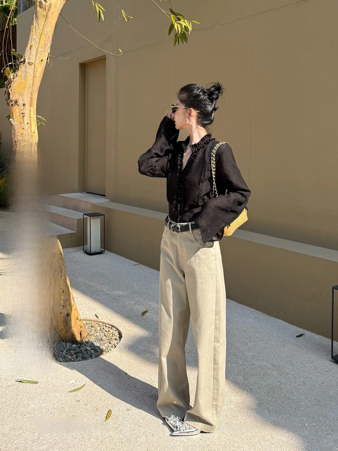 

Свободные женские джинсы с широкими штанинами, 99% хлопок, прямые, цвета хаки, джинсовые брюки, простые в сочетании, винтажный стиль