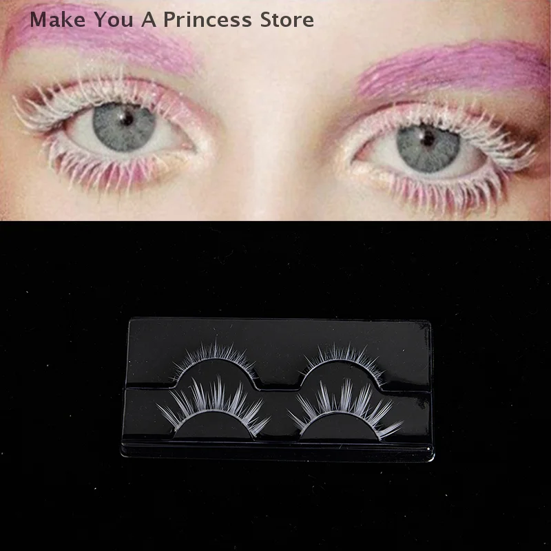 2쌍 흰색 상단 및 하단 인조 속눈썹 부드럽고 가벼운 속눈썹 연장 도구