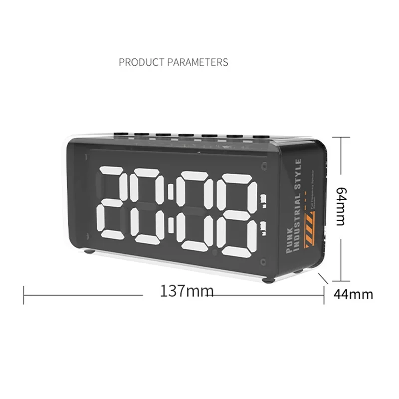 ABSQ-Bluetooth 5.2 Настольный двойной динамик с аудиокартой и цифровым будильником для дома