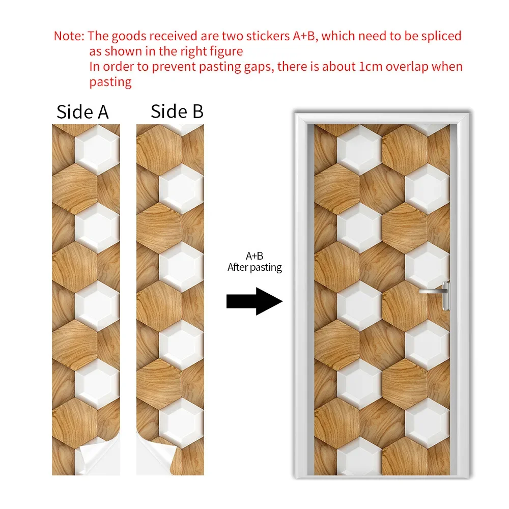 Retro Wood Printed Door Stickers Self-adhesive PVC 3D Realistic Vintage Wooden Door Wallpaper for Fridge Living Room Makeover