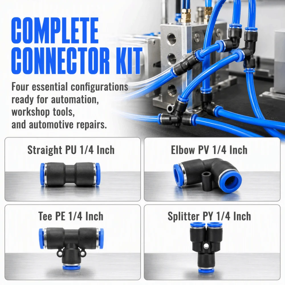 Plastic Quick Fittings Hard Pu/Pv/Pe/Py Pneumatic Connector 1/4″ Push in Pipe Connector Automated Assembly Lines