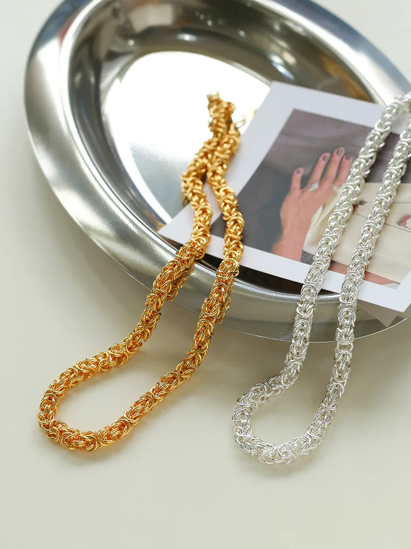 

Brass With 18K Gold Chunky Chain Necklace Women Jewelry Punk Designer Runway Rare Gown Boho Japan Korean