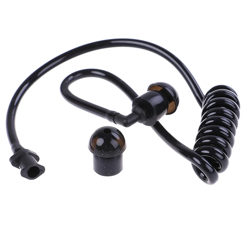 Black Replacement Coil Acoustic Air Tube Earplug For Radio Earpiece Headset