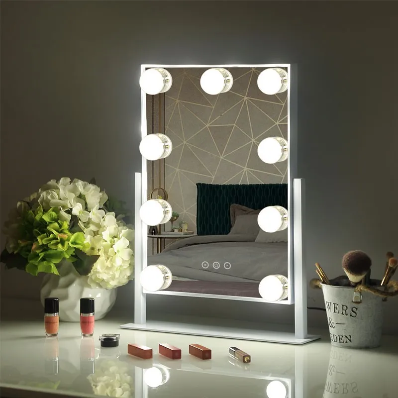Fashion Makeup Mirror Dimmable LED Makeup Mirror with Touch Switch Modern Bedroom Glass Makeup Mirror