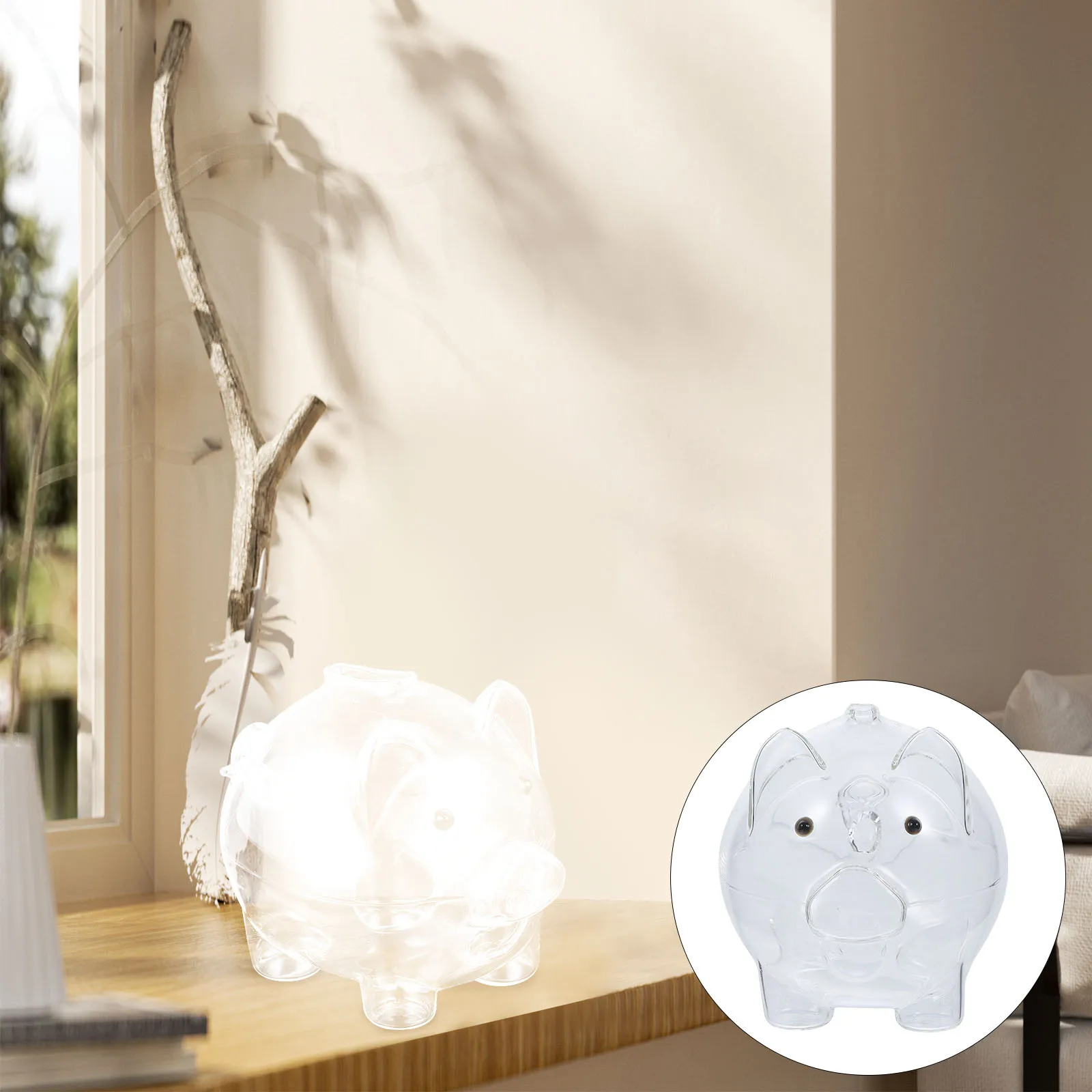

Piggy Bank Cute Pig Shape Transparent Coin Storage for Kids Glass Money Box Easy to Clean Decorative Piggy Bank