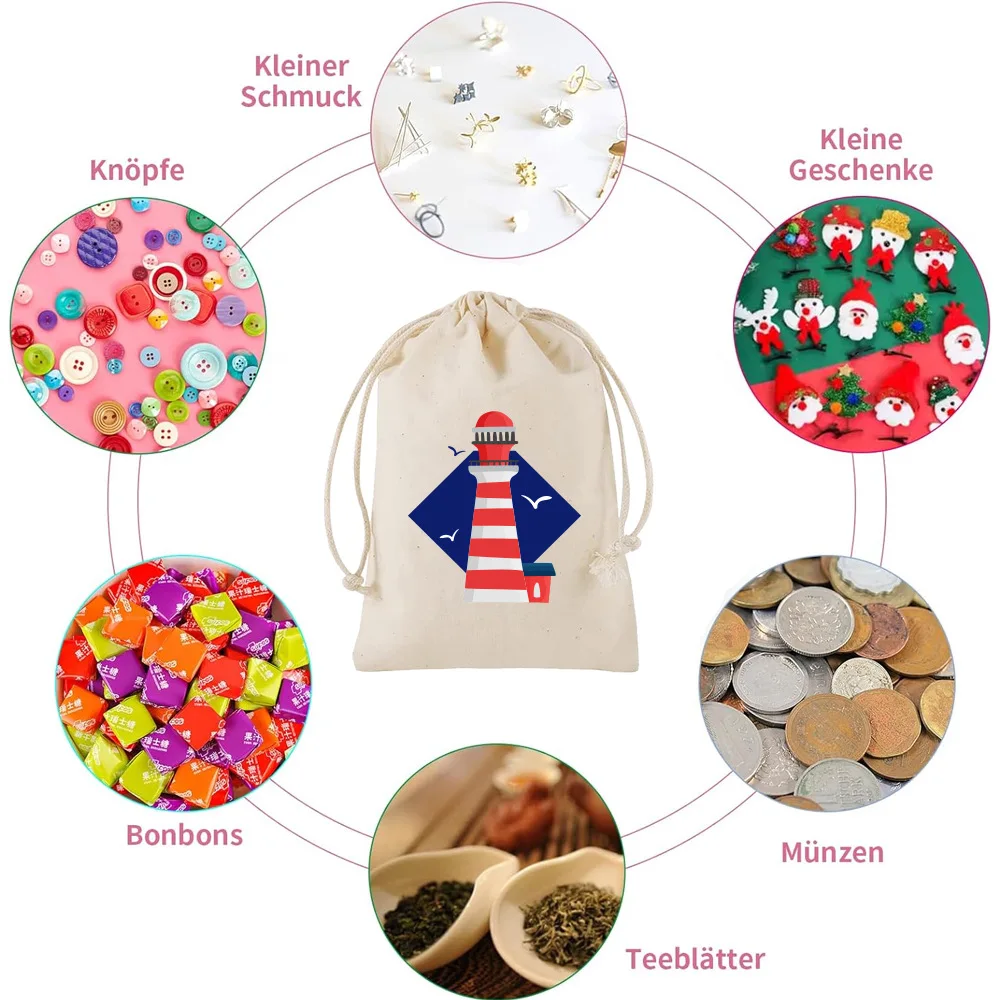 30 Pcs/lot 10*15, 13*18cm Nautical Anchor Drawstring Gift Bag Children's Birthday Party Supplies Wrapping Cotton Bags