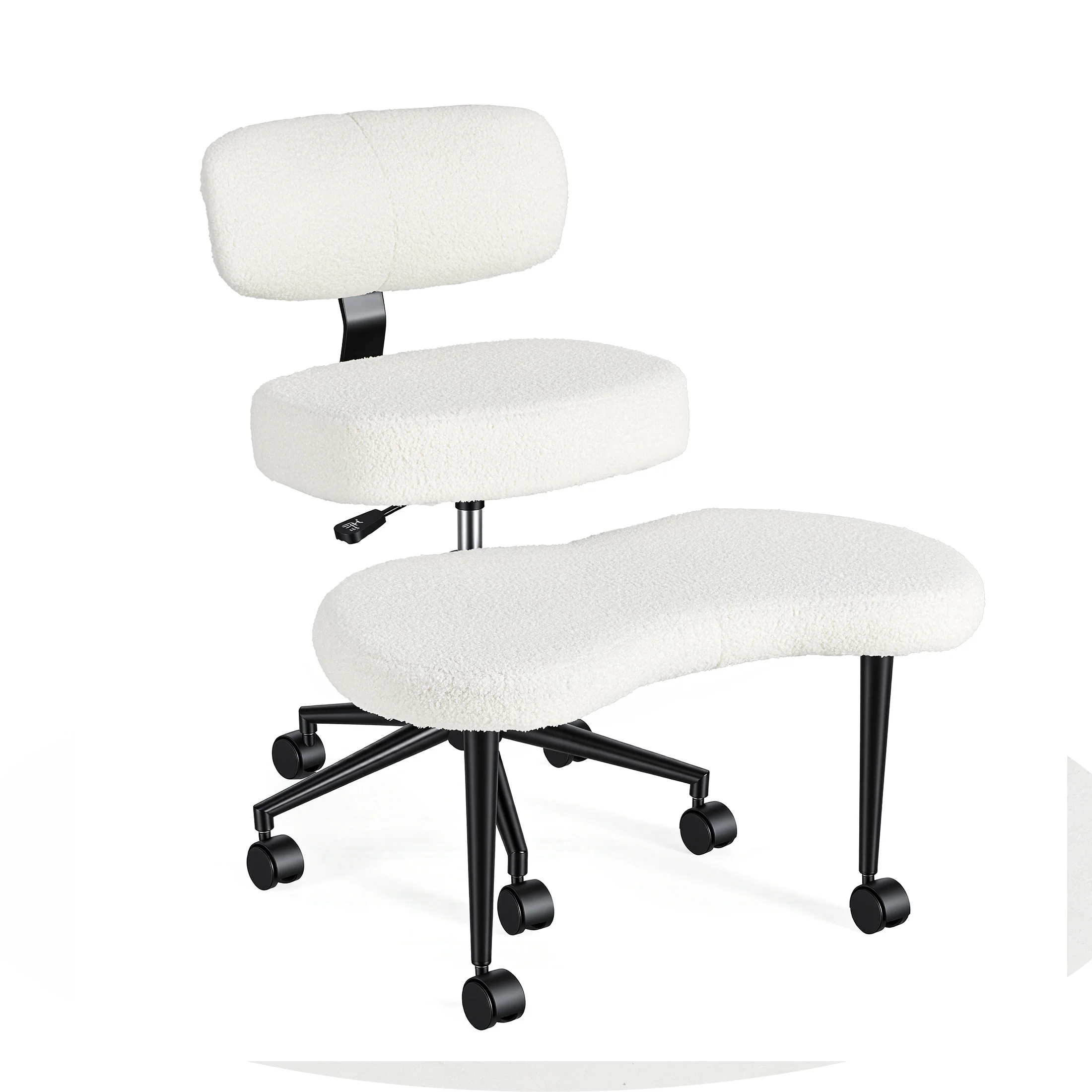 Teddy Fleece Armless Ergonomic Office Chair with Lumbar Support Rolling Swivel Multiple Combination Methods Office Chair