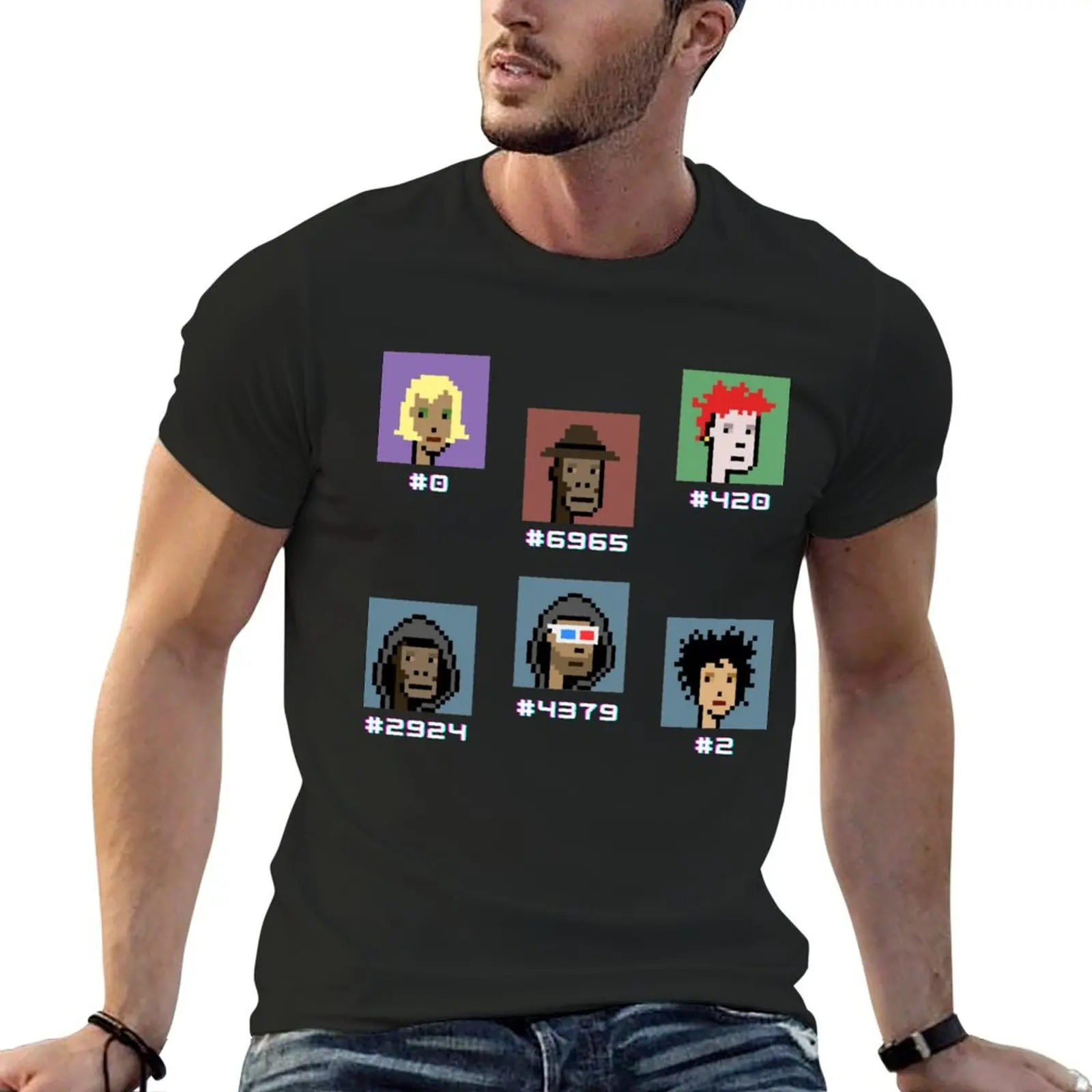 NFT collectable figures CryptoPunks T-Shirt graphics anime clothes t shirt men 100℅ cotton