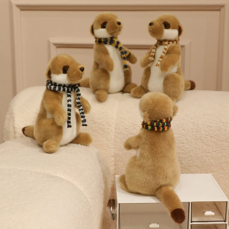 New Lifelike Standing Meerkat Plush Toy Soft Stuffed Wild Lemur Doll Lovely Desktop Pet Home Decoration Accompanying