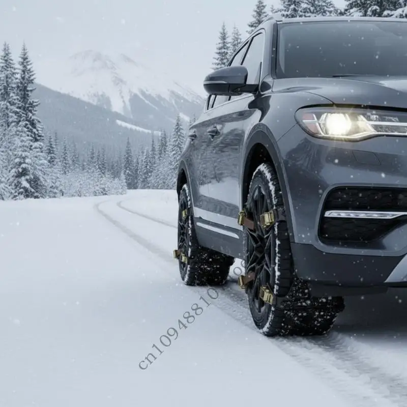 0XXC 2 قطعة من أغلال الجليد للسيارات للقيادة في الشتاء، خطة مطاطية مرنة للسلامة المعززة #4