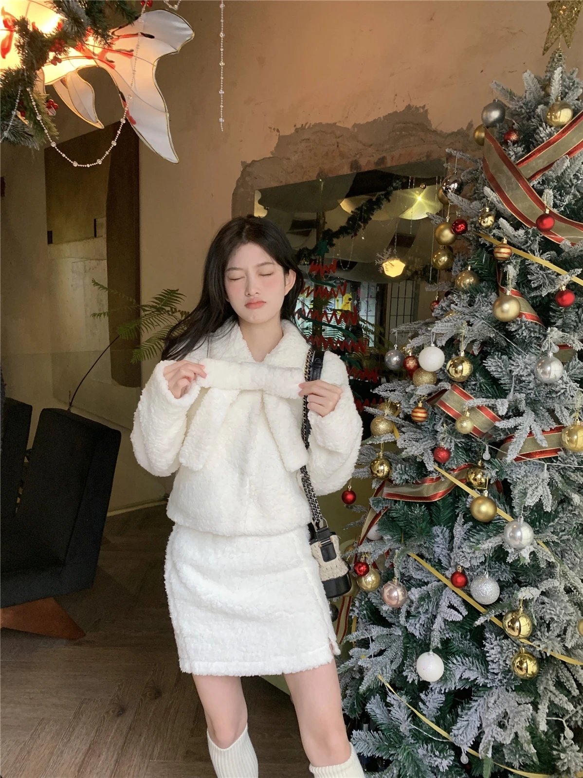 

LXLILIUM Зимний комплект Faion с узлом, милый хлопковый ансамбль для женщин, студенческий orm, рабочий наряд