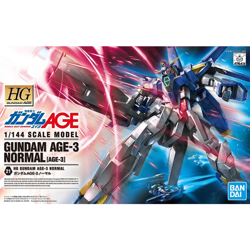 Bandai Original Gundam Model Kit Anime Figure HG 1/144 GUNDAM AGE-3 NORMAL Action Figures Collectible Toys Gifts for Kids