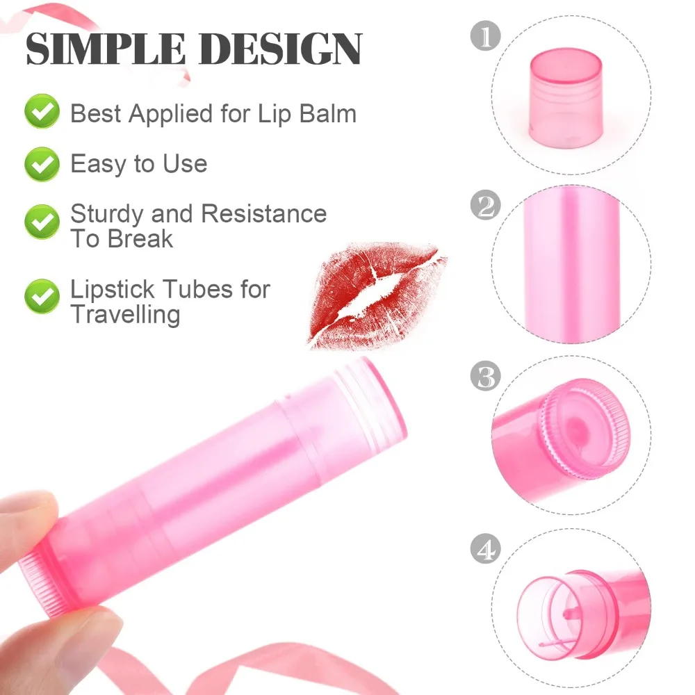 50Pcs/lot 5ml Colorful Lip Balm Lipstick Tube Refillable Cosmetic Empty Containers Clear Travel Bottle DIY Lipstick Sample Stick