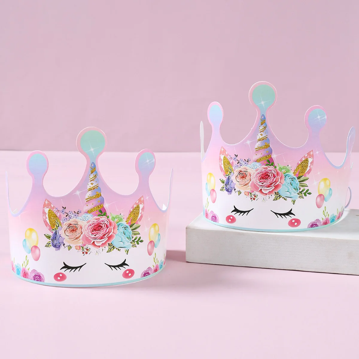 6pcs/Set Unicorn Party Paper Caps Unicorn Theme Hats For Kids Happy Birthday Party Decor Baby Shower Kids Girl Birthday Favors