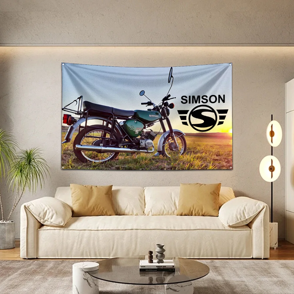 60x90cm simsons motorcycle Flag Polyester Digital Printing Banner for Garage Wall Art Out Door Decoration