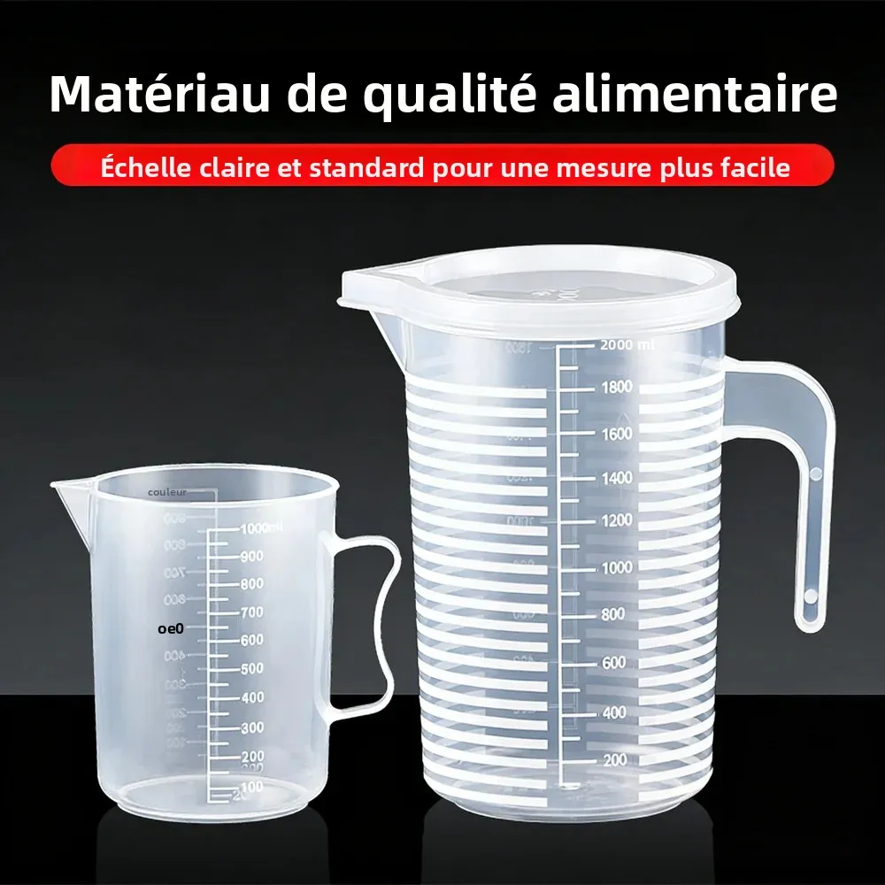 Tasse à mesurer de cuisine de qualité alimentaire 100-5000 ml, sans couvercle avec échelle graduée, en PC résistant aux hautes températures, pour lait et thé, en plastique, pour les salons de thé