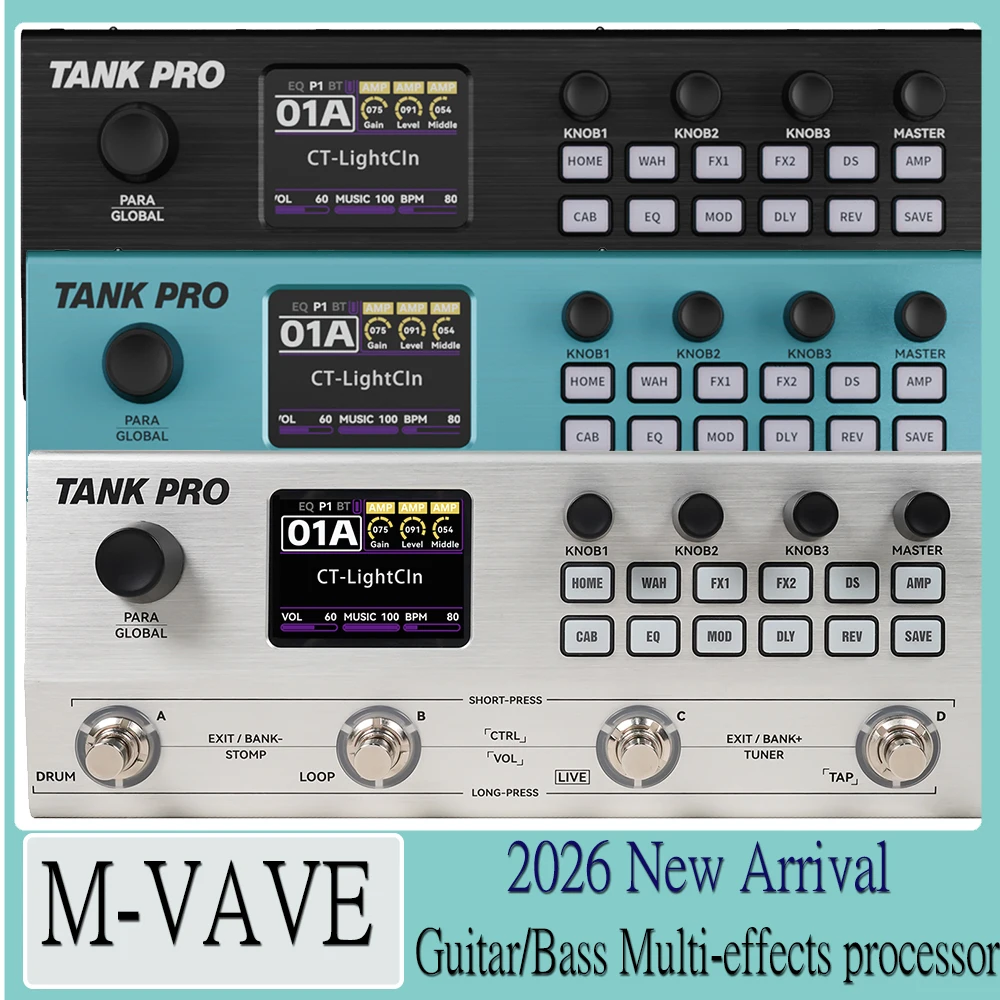 Looper Pedal Guitar - M-VAVE TANK PRO Gitarowy/Basowy Multi-Efekt Amp/Cab