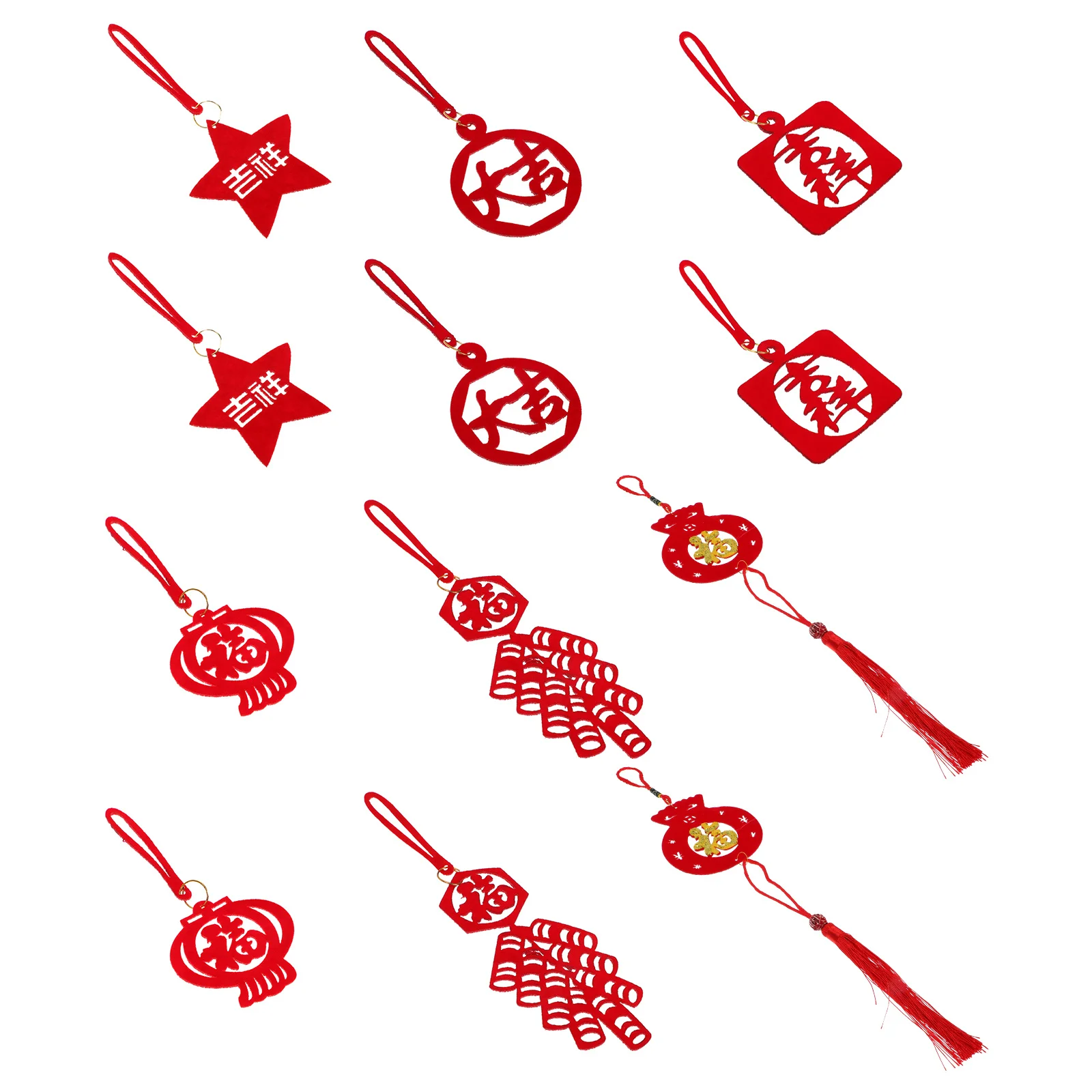 

42pcs Small Lantern Hanging Decor Felt Diy Pendant For Spring Festival Home Party Garden Auspicious Blessing Ornament Festive