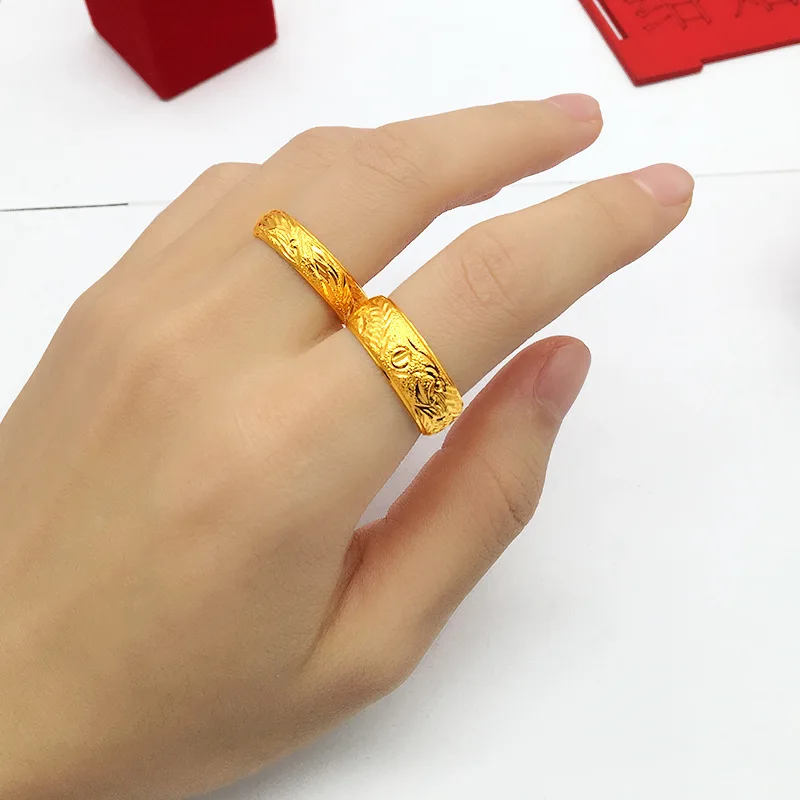 

Dragon & Phoenix Couple Open Ring 24K Gold AU999 - Auspicious dragon-phoenix for love, perfect for engagement keepsake