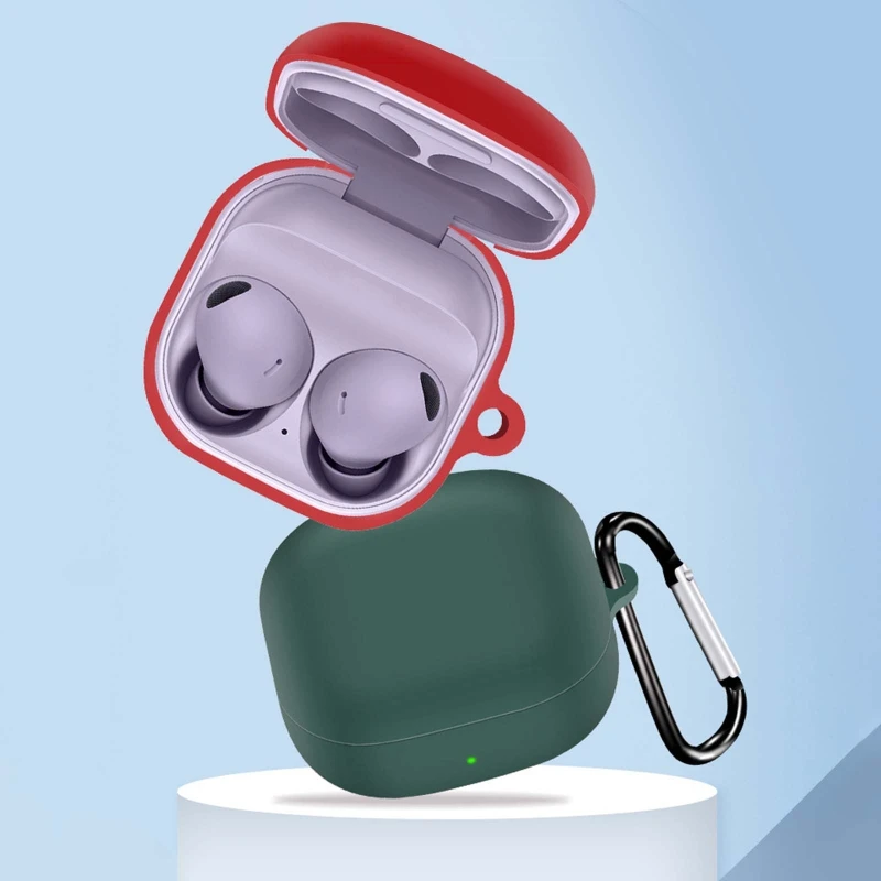 واقية غطاء سيليكون مع هوك المفاتيح لسامسونج غالاكسي Buds2 برو/براعم 2 برو سماعة حامي حافظة واقية قذيفة