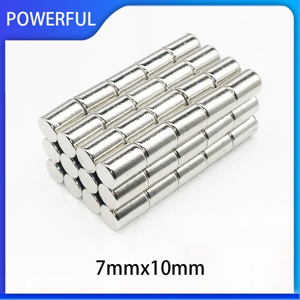 5/20/50/150pcs 7mm*10mm Strong Cylindrical Neodymium Magnet 7*10  Powerful NdFeB Magnet 7mmx10mm Round Rare Earth Magnets