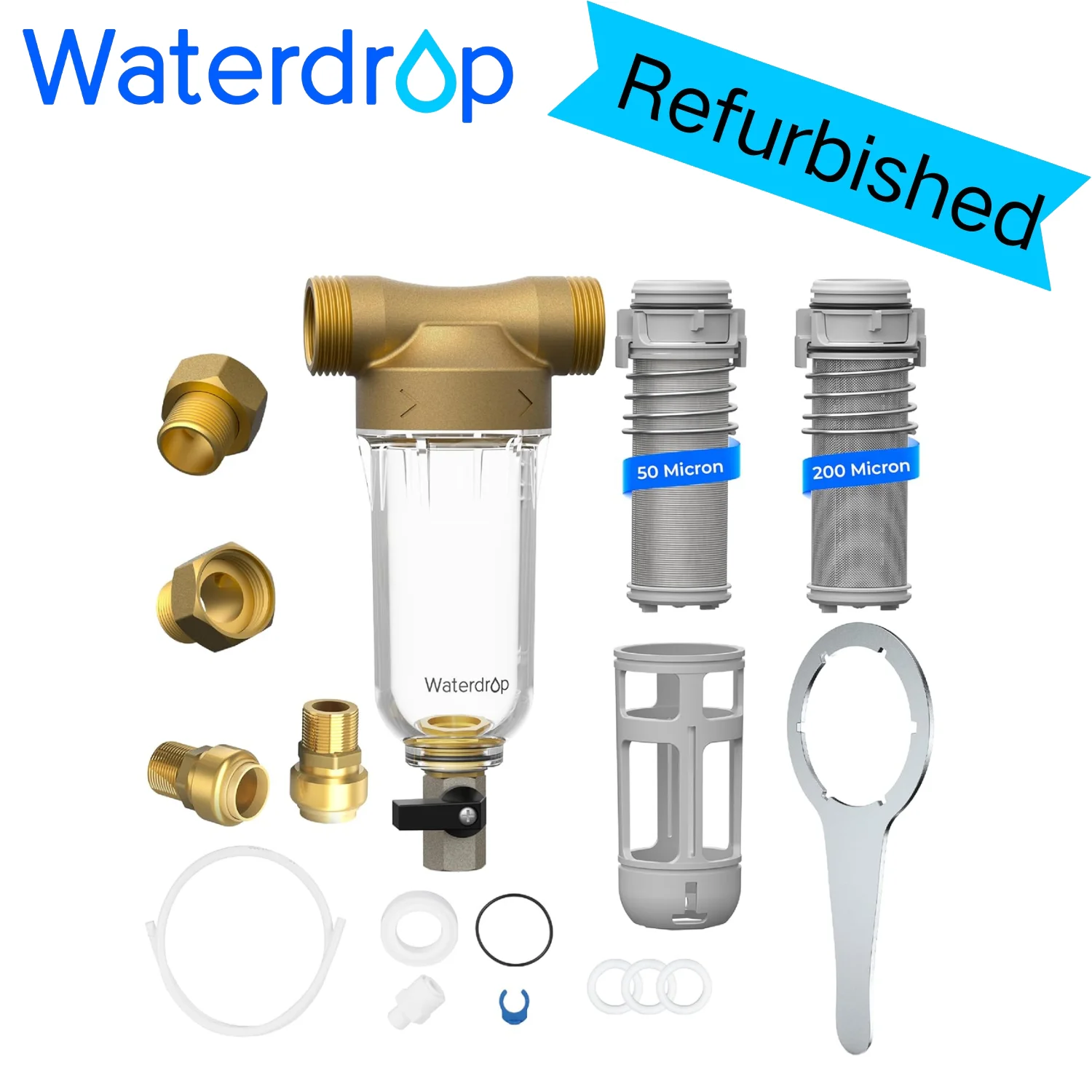 

Waterdrop Spin Down Sediment Filter, Backwash Whole House Water Filter System for Well Water（Refurbished）